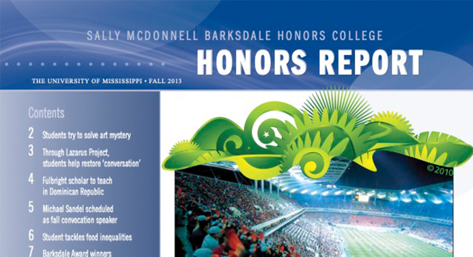 Cover for the Fall 2013 edition of the Honors Report